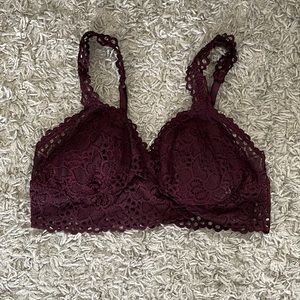 Aerie Burgundy Lace Padded Bralette